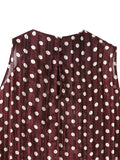 KONDALA Chic Summer Elegant Brown Woman Blouse Polka Dot Fashion 2026 O-Neck Vintage Sleeveless Shirt Teacher Loose Mujer Vest