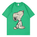Snoopy Cartoon Anime Women T-shirt Summer Short Sleeve White 100% Cotton Men Tee Shirts Tops 2026 New Fashion Couple Clothing