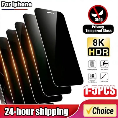 1-5PCS Anti-spy Glass for IPhone 15 14 13 12 11 16 Pro Max Full Cover Privacy Screen Protector For iPhone 17 13 14 X Xs Glass