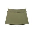 Women's Solid Color Skort with Belt Side Zipper Casual Shorts Skirts Fashionable And Stylish Women's Clothing