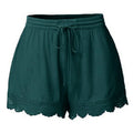 Women Lace Up Shorts Summer Casual Elastic Waist Wide Leg Sweat Fitness Running Short 2024 High Quality Thick Fabric Mini Shorts