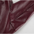 Zekye Spring Summer Women Jackets Fashion Lapel Zipper Long Sleeve Female Coats Lady Street Outwear Burgundy Leather Jacket