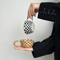 Unique INS Ceramic Coffee Cup Hand Pinched Plaid Water Cups Heat-resistant U-shaped handle Irregular Chessboard Mugs Breakfast