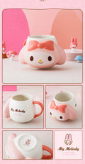 For Sanrio My Melody Mugs Cartoon Cute Creative Relief Ceramic Cup Home Milk Coffee Water Cup for Kids Girls Adult Holiday Gift