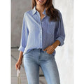 Classic Blue Striped Shirt Women 2026 Spring Streetwear Vintage Long Sleeve Blouses Female Casual Loose Single-Breasted Shirts