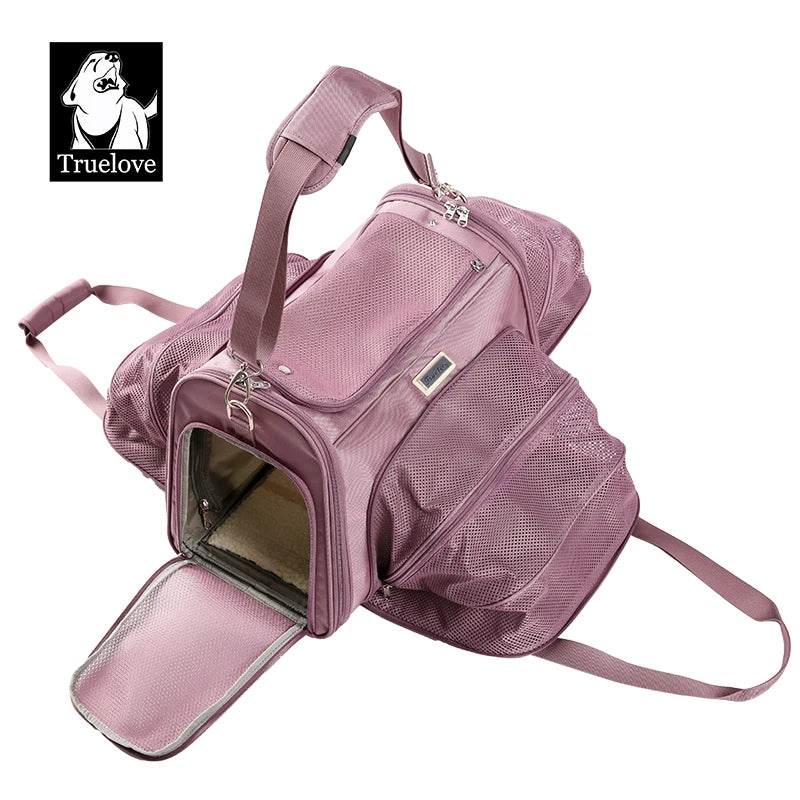 Truelove Nylon Oxford Large Space Comfortable Travel Foldable Hook Pet Carrier Bag Portable Puppy Cat Carrier Backpack TLX4971