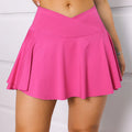 CHRLEISURE Crossover Tennis Skirt for Women Pleated Skirt with Pockets Elastic Golf Skorts Athletic Sports Shorts Activewear