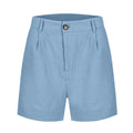 Cotton Linen Solid Shorts For Women Button High Waist Summer Loose Casual Pockets Shorts Female Pants Women Clothing