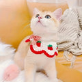 Strawberry Plaid Pet Bib, Soft Polyester Bow Tie with Ruffle Edge, Adjustable Strap for Cats Dogs All Sizes