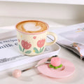 Ceramic Mugs for Milk Coffee Breakfast Ins-Style with Unique Flower Pattern Creative Cups as Perfect Gifts Dormitory Use New