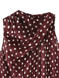 KONDALA Chic Summer Elegant Brown Woman Blouse Polka Dot Fashion 2026 O-Neck Vintage Sleeveless Shirt Teacher Loose Mujer Vest