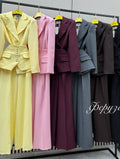 VTKW Women’s Designer 2-Piece Set Single Breasted Blazer High Waist Wide Leg Pants Spring Summer Casual Suit Vacation 2025