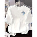 Women's St. Barth Shark Print Short-Sleeve T-Shirt Casual Crew Neck Top with Geometric Pattern Design Women's Fashion T-Shirt
