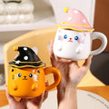 Cute Cat Halloween Ceramic Mug with Lid Spooky Scary Coffee Cup for Hot Tea Cocoa Home Kitchen Cup Festive Decoration Birthday