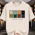 100% Pure Cotton Men's Casual Loose Fashion Letter Pattern Print Breathable Sports Short Sleeved Round Neck T-shirt Top