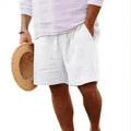 2025 New Summer New Men's Cotton Linen Breathable Shorts Hawaii Beach Pants Male Solid Color Trousers Loose Versatile Streetwear