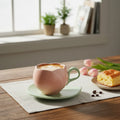 Ceramic Coffee Cup And Saucer Set Tulip Shape Japanese Style Design TeaCup set Drinkware Kitchen,Dining & Bar Coffeeware