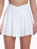 CHRLEISURE Crossover Tennis Skirt for Women Pleated Skirt with Pockets Elastic Golf Skorts Athletic Sports Shorts Activewear