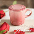 High-value stoneware mug with lid, multi-color optional, non-slip bottom, household coffee cup water cup