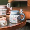 Wholesale 3D Rabbit Relief Mug With Spoon Cover Ceramics & Pottery Coffee Cup Sets Ceramic Cups Thermo Coffee Cup to Carry Mugs