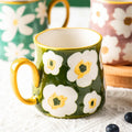 1pcs ceramic mug, hand drawn style water cup, 16oz/480ml breakfast cereal coffee cup