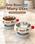 Stainless Steel Elevated Cat Dog Bowl Detachable Anti-Tip Pet Feeding Bowl Cute Food Water Bowl with Neck Support