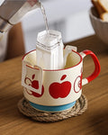 YWDL Japanese Flower Coffee Mug Set Retro Ceramic Milk Oats Mug Office Water Handgrip Cup Kitchen Party Drinkware Set 300ml