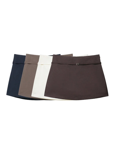 Women's Solid Color Skort with Belt Side Zipper Casual Shorts Skirts Fashionable And Stylish Women's Clothing