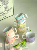200ml Ceramic Mug Tulip Flower Cup Lovely Maiden Sense Water Cup Couple Style Coffee Cup Kitchen Drinkware Creative Mugs Cute