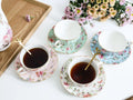 Bone China Coffee Cup Saucer Spoon Set Flower Tea Cups Set European Porcelain Cup and Saucer For Coffee Ceramic Cups Mugs Gift