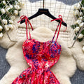 SINGREINY Lemon Print Beach Midi Dress Summer Women Spaghetti Strap A line Backless Split Korean Bohemian Floral Sundress