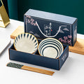 Bohemian Ceramic Tableware Household Gift Blue and White Porcelain Chopsticks Bowl Set Gift Box Packing