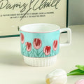 200ml Ceramic Mug Tulip Flower Cup Lovely Maiden Sense Water Cup Couple Style Coffee Cup Kitchen Drinkware Creative Mugs Cute
