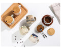 350ml Japanese Retro Ceramic Coffee Cup With Lid and Spoon Heat Resistant Stable Design For Milk Tea Breakfast Home Office Gift
