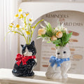 Cute Cat Ceramic Vase Art Flower Detector Creative Ornaments Light Luxury Ceramic Vase Hydroponic Flower Arrangement Accessories