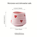2pcs 160ml/5.4oz Cute Heart-Shaped Ceramic Tea Cups No Handle Chinese Gongfu Coffee Cups with Heart Pattern Design