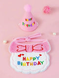 Cat Dog Birthday Bib and Party Hat Mini Doggy Cat Adjustable Bandana Scarf Pet Birthday Outfit Puppy Supplies