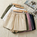 2026 New Women Cotton Linen Shorts Summer Casual Solid with Pockets Wide Leg Shorts Fashion All-match Loose Sport Short Pants