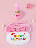 Cat Dog Birthday Bib and Party Hat Mini Doggy Cat Adjustable Bandana Scarf Pet Birthday Outfit Puppy Supplies