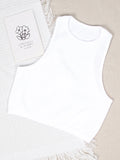 Women Casual Basic Sleeveless Rib-Knit Crop Tank Top Summer Casual Skinny Vest Solid Color Round Neck Camisole
