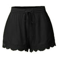 Women Lace Up Shorts Summer Casual Elastic Waist Wide Leg Sweat Fitness Running Short 2024 High Quality Thick Fabric Mini Shorts