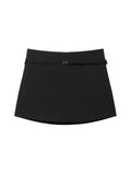 Women's Solid Color Skort with Belt Side Zipper Casual Shorts Skirts Fashionable And Stylish Women's Clothing