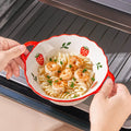 1/2pcs 8in Ceramic Salad Bowl with Cute Strawberry Pattern Design, Reusable Pasta Bowl, Ramen Bowl and Soup Bowl, Suitable for H