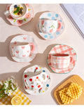 300ML Cute Hand Pinched Irregular Ceramic mug Flower Heart Pattern Coffee Cup Breakfast Milk tea cups Gift For Kids Girls