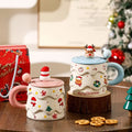 Cartoon Christmas high appearance level Mark ceramic water cup lid spoon cute gift box birthday creative souvenir