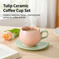Ceramic Coffee Cup And Saucer Set Tulip Shape Japanese Style Design TeaCup set Drinkware Kitchen,Dining & Bar Coffeeware