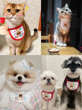 100% Cotton Pet Bib Lace Edge Bear Print Dog Bandana Saliva Towel for Small Dogs Cats Puppy Accessories