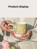 200ml Ceramic Mug Tulip Flower Cup Lovely Maiden Sense Water Cup Couple Style Coffee Cup Kitchen Drinkware Creative Mugs Cute
