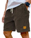 2026 New Mens Corduroy Shorts Retro Embroidered Logo Lace Up Casual Summer European American Fashion Drawstring Beach Pants