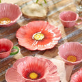 Multifunctional American Style Ceramic Flower Plate Light Luxury Modern Dining Plates Household Soup Bowls Kitchen